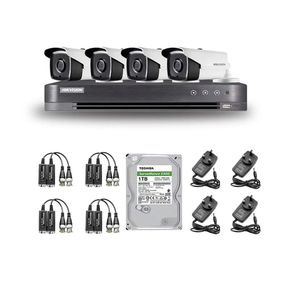 باقة 4 كاميرا مراقبة هيكفيجن 8ميجا بكسل شامل التركيب