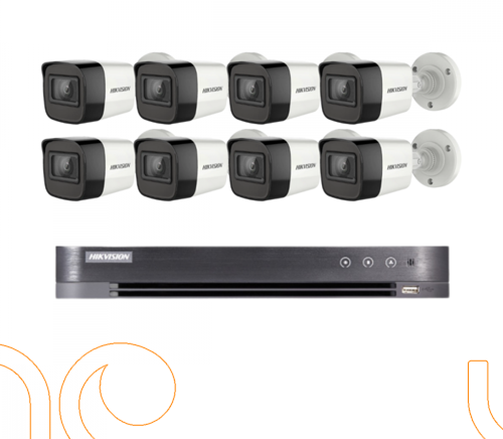 عدد 8 كاميرات 8 ميجـا - داخلية او خارجية مع جهاز تسجيل 8 قنوات (4k) شامل التركيب