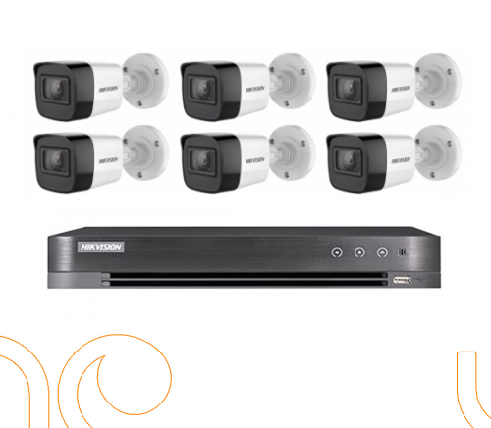 عدد 6 كاميرات 8 ميجـا - داخلية او خارجية مع جهاز تسجيل 8 قنوات (HD)
