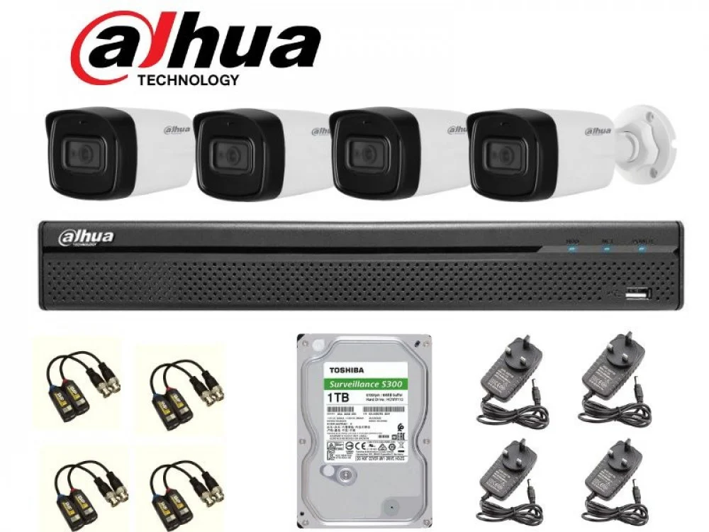 باقة 4 كاميرا مراقبة داهوا 8ميجا بكسل شامل التركيب